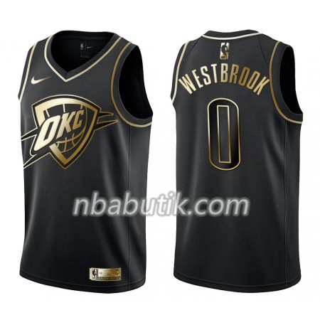 NBA Mænd Trøje Oklahoma City Thunder Russell Westbrook 0 Nike Sort Golden Edition Swingman NBA Mænd Trøje Oklahoma City Thunder Russell Westbrook 0 Nike Sort Golden Edition Swingman